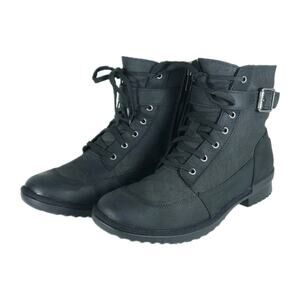 UGG Women's Tulane US7 Black Leather Canvas Waterproof Wool Lined Ankle Boots